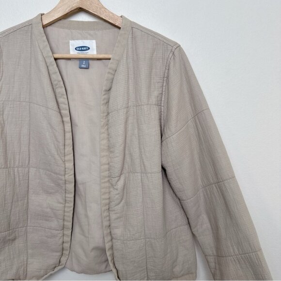 Old Navy Womens Small Quilted Khaki Open Jacket - Picture 6 of 14
